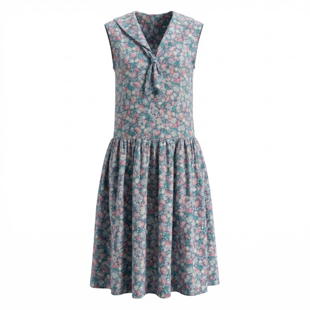 Vintage Laura Ashley floral drop waist sailor collar dress